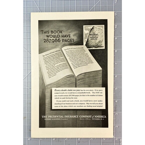 Prudential Insurance "Every Death Claim We Pay has its own Story" Print Ad 1936 - Picture 2 of 3